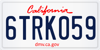 CA license plate 6TRK059