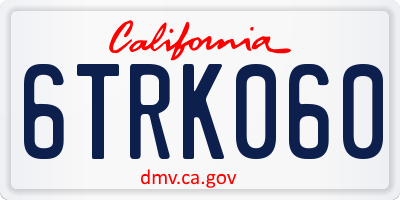 CA license plate 6TRK060