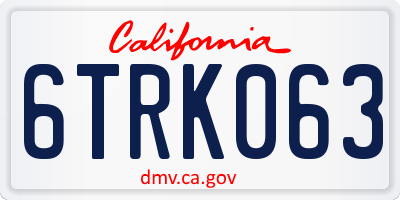 CA license plate 6TRK063