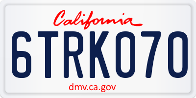 CA license plate 6TRK070