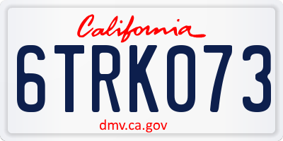 CA license plate 6TRK073