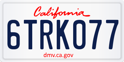 CA license plate 6TRK077