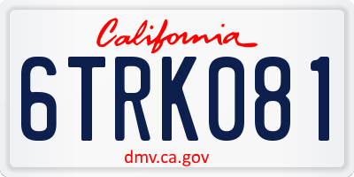 CA license plate 6TRK081