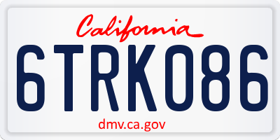 CA license plate 6TRK086