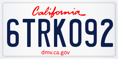 CA license plate 6TRK092