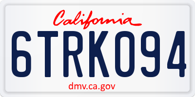 CA license plate 6TRK094