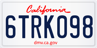 CA license plate 6TRK098