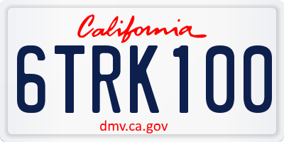CA license plate 6TRK100