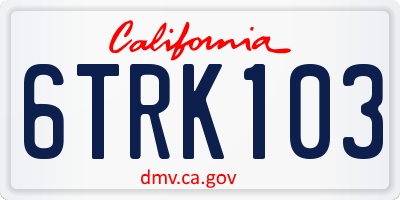 CA license plate 6TRK103