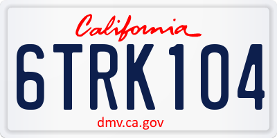 CA license plate 6TRK104