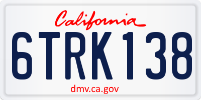 CA license plate 6TRK138