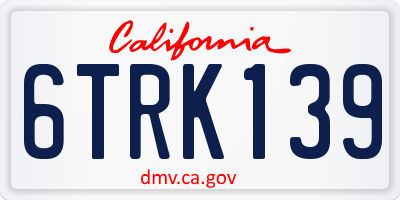 CA license plate 6TRK139