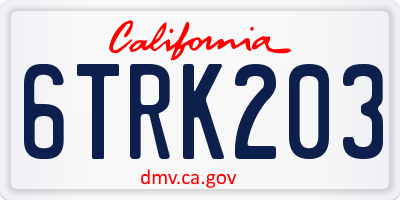 CA license plate 6TRK203