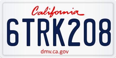 CA license plate 6TRK208