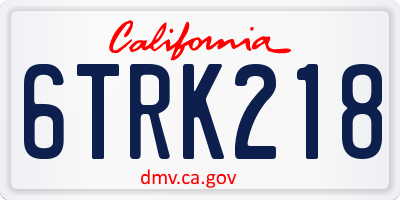 CA license plate 6TRK218