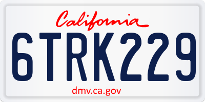 CA license plate 6TRK229