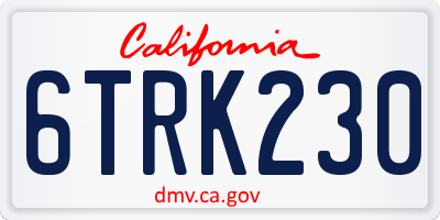 CA license plate 6TRK230