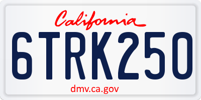 CA license plate 6TRK250