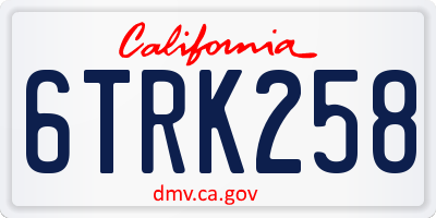 CA license plate 6TRK258