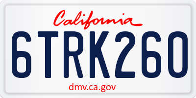 CA license plate 6TRK260