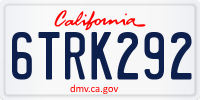 CA license plate 6TRK292