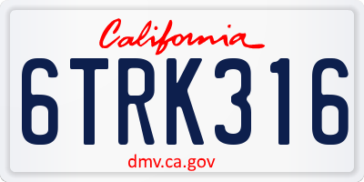 CA license plate 6TRK316