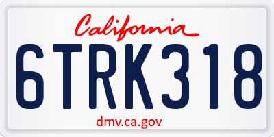 CA license plate 6TRK318