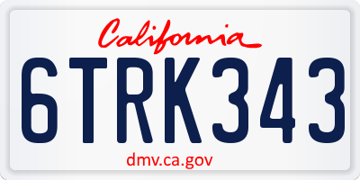 CA license plate 6TRK343