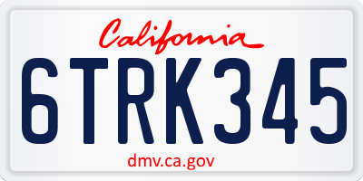 CA license plate 6TRK345
