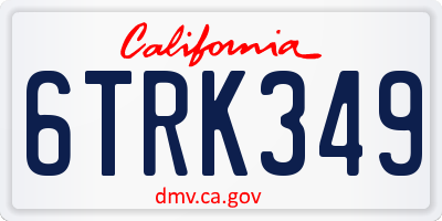 CA license plate 6TRK349