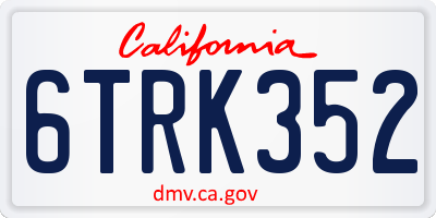 CA license plate 6TRK352