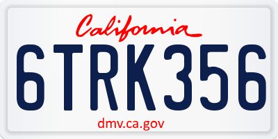CA license plate 6TRK356