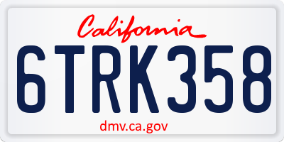 CA license plate 6TRK358