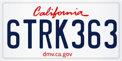 CA license plate 6TRK363