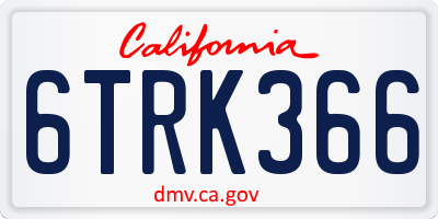 CA license plate 6TRK366