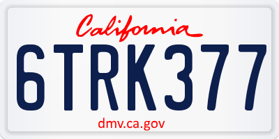 CA license plate 6TRK377