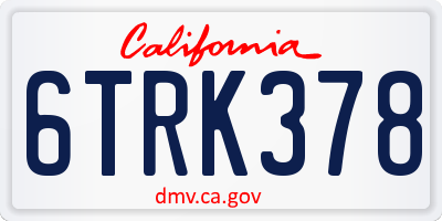 CA license plate 6TRK378