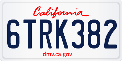 CA license plate 6TRK382