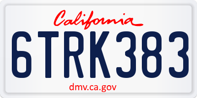 CA license plate 6TRK383