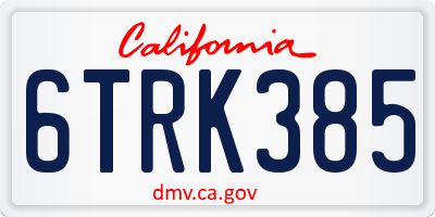 CA license plate 6TRK385