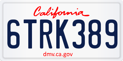 CA license plate 6TRK389