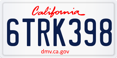 CA license plate 6TRK398