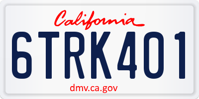 CA license plate 6TRK401