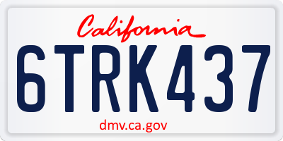 CA license plate 6TRK437