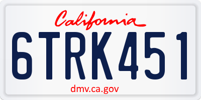 CA license plate 6TRK451