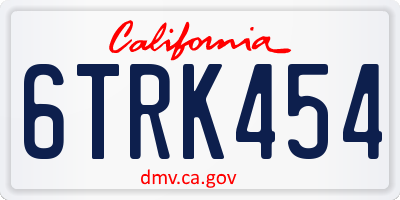 CA license plate 6TRK454