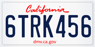 CA license plate 6TRK456
