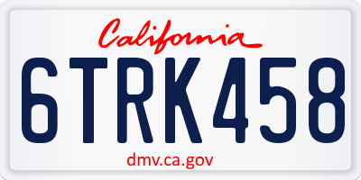 CA license plate 6TRK458