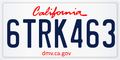 CA license plate 6TRK463