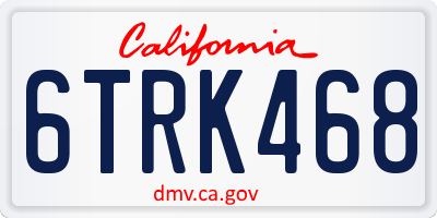 CA license plate 6TRK468
